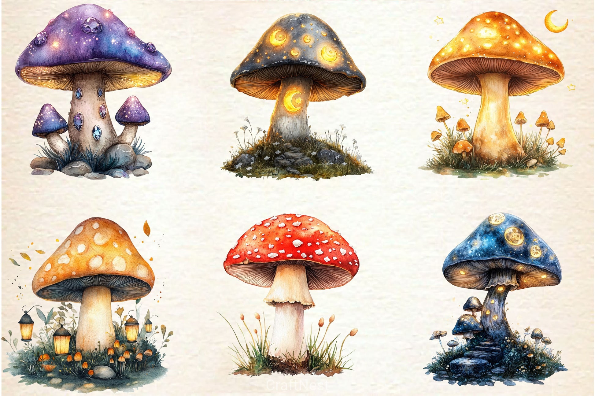 Magical Mushrooms Clipart Bundle - CraftNest - Digital Crafting and Art