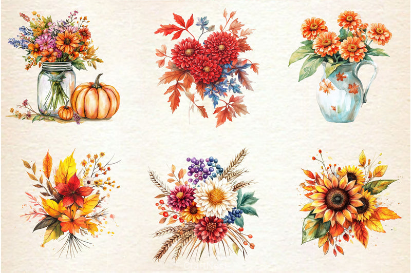 Fall Flowers Clipart Bundle 2 - CraftNest - Digital Crafting and Art