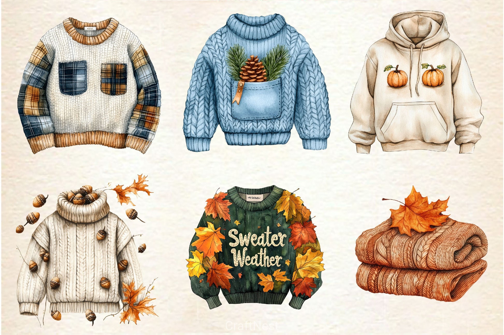 Sweater Weather Fall Clipart Bundle - CraftNest - Digital Crafting and Art