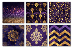Purple And Gold Glitter Digital Paper - CraftNest - Digital Crafting and Art