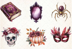 Burgundy Halloween Clipart Bundle - CraftNest - Digital Crafting and Art