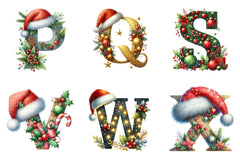 Christmas Alphabet Letters Santa Hat Clipart Bundle - CraftNest - Digital Crafting and Art