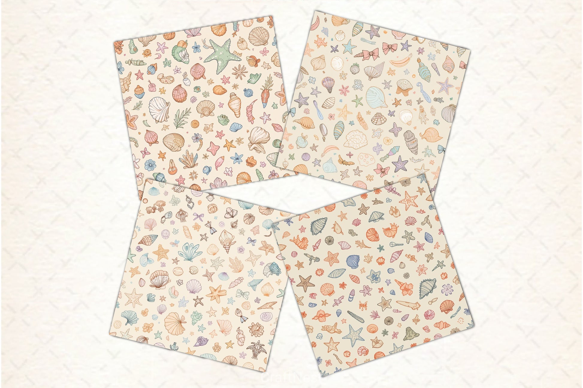 Seashell Seamless Pattern Digital Paper - CraftNest - Digital Crafting and Art