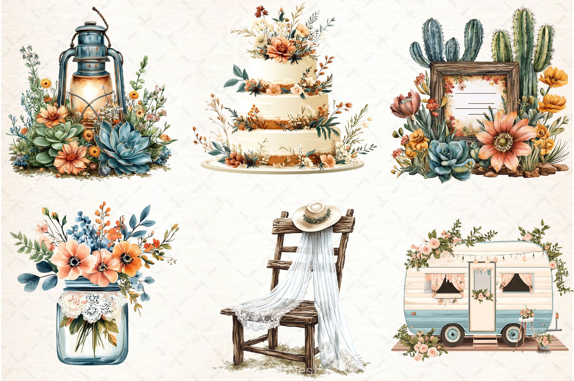 Western Boho Wedding Clipart Bundle 5 - CraftNest - Digital Crafting and Art
