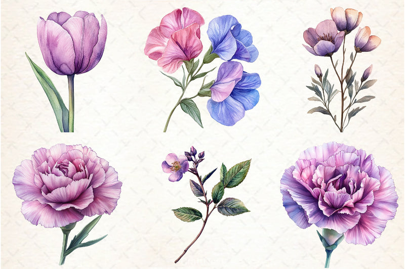 Lavender & Pink Flowers Clipart Bundle 2 - CraftNest - Digital Crafting and Art