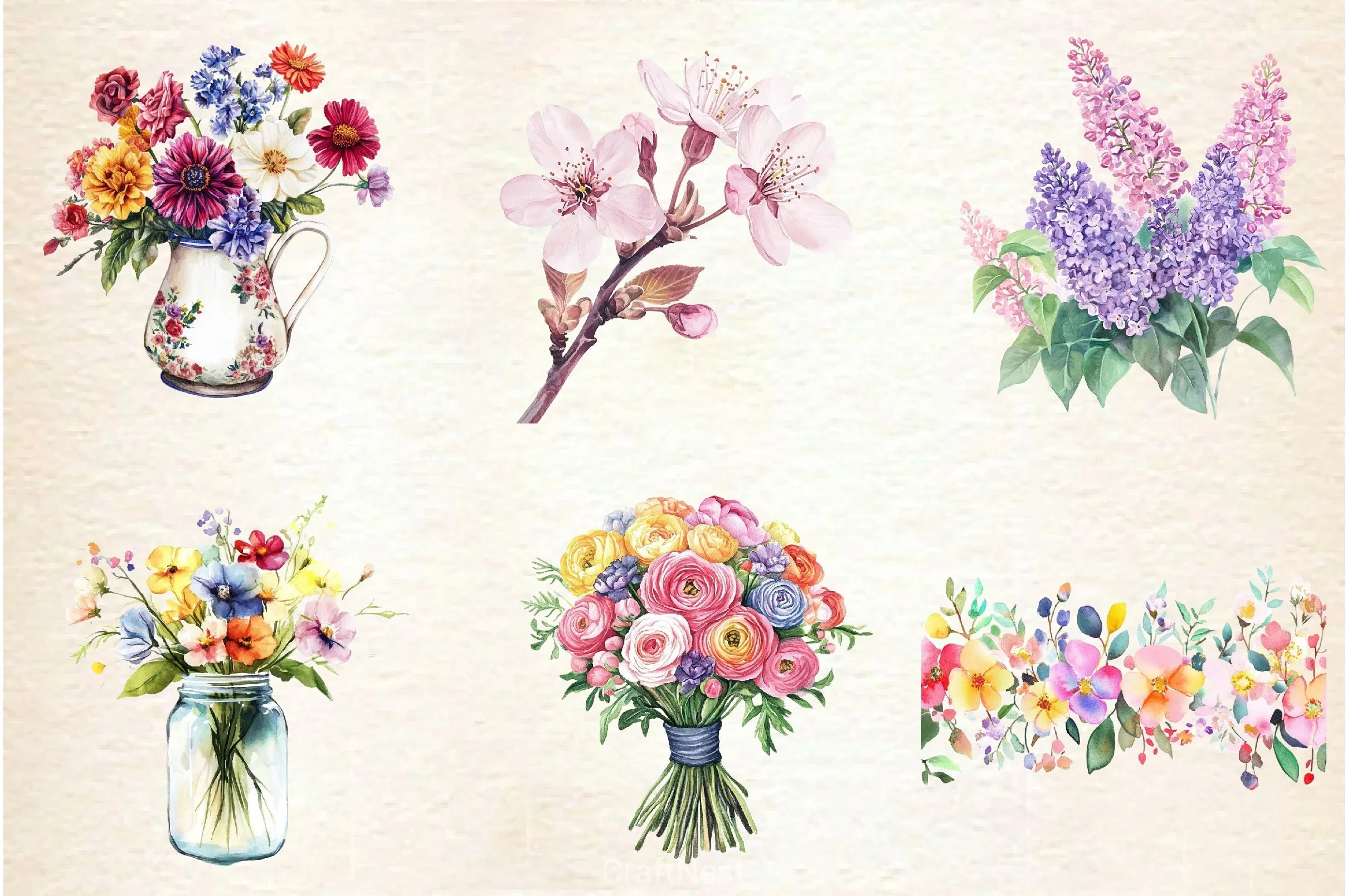 Fresh Spring Flower Clipart Bundle - CraftNest - Digital Crafting and Art