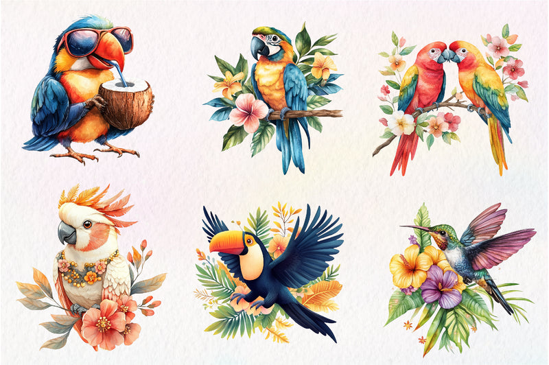 Tropical Bird Jungle Bird Clipart Bundle 1 - CraftNest - Digital Crafting and Art