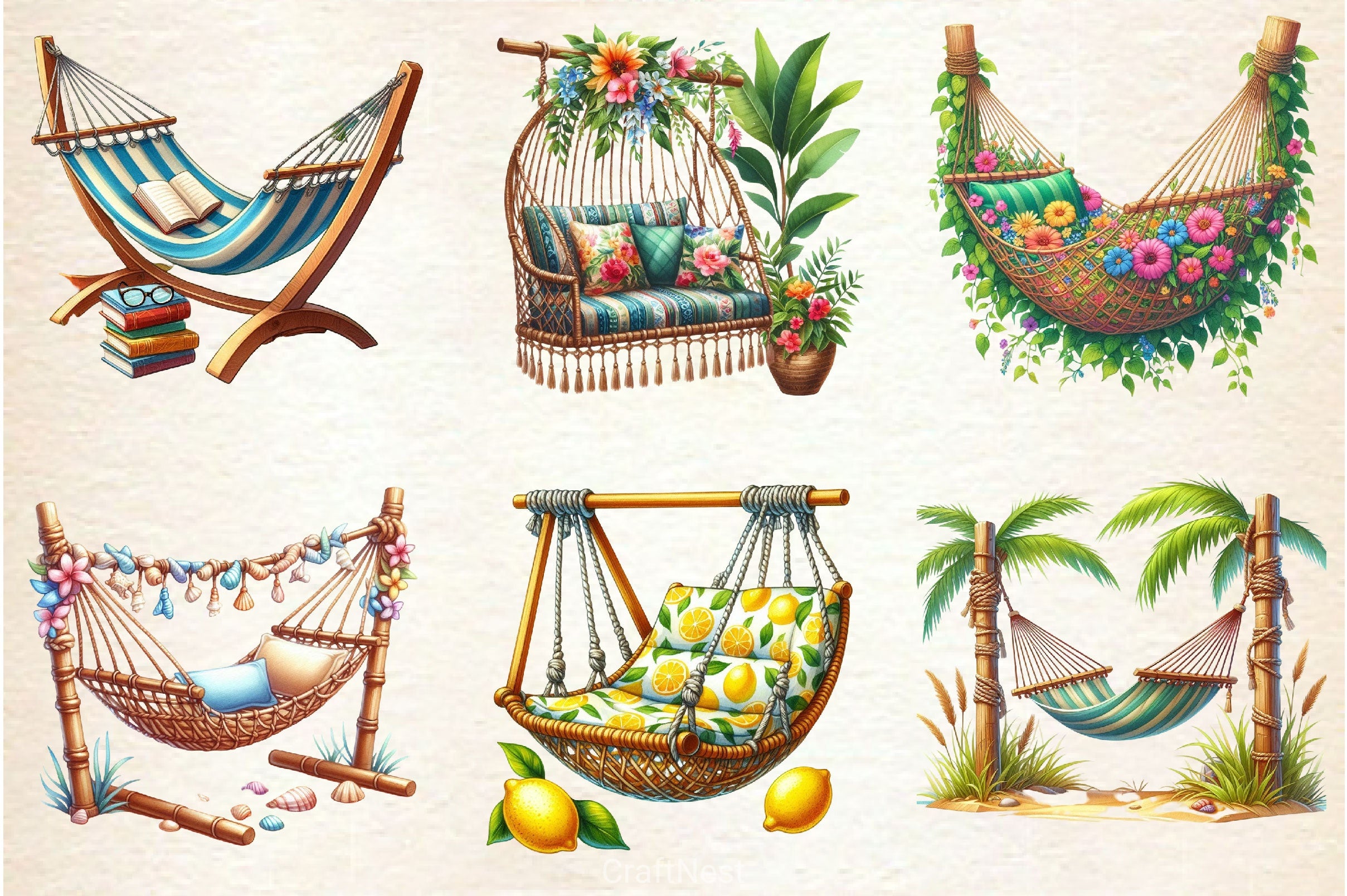 Summer Hammock Clipart Bundle - CraftNest - Digital Crafting and Art
