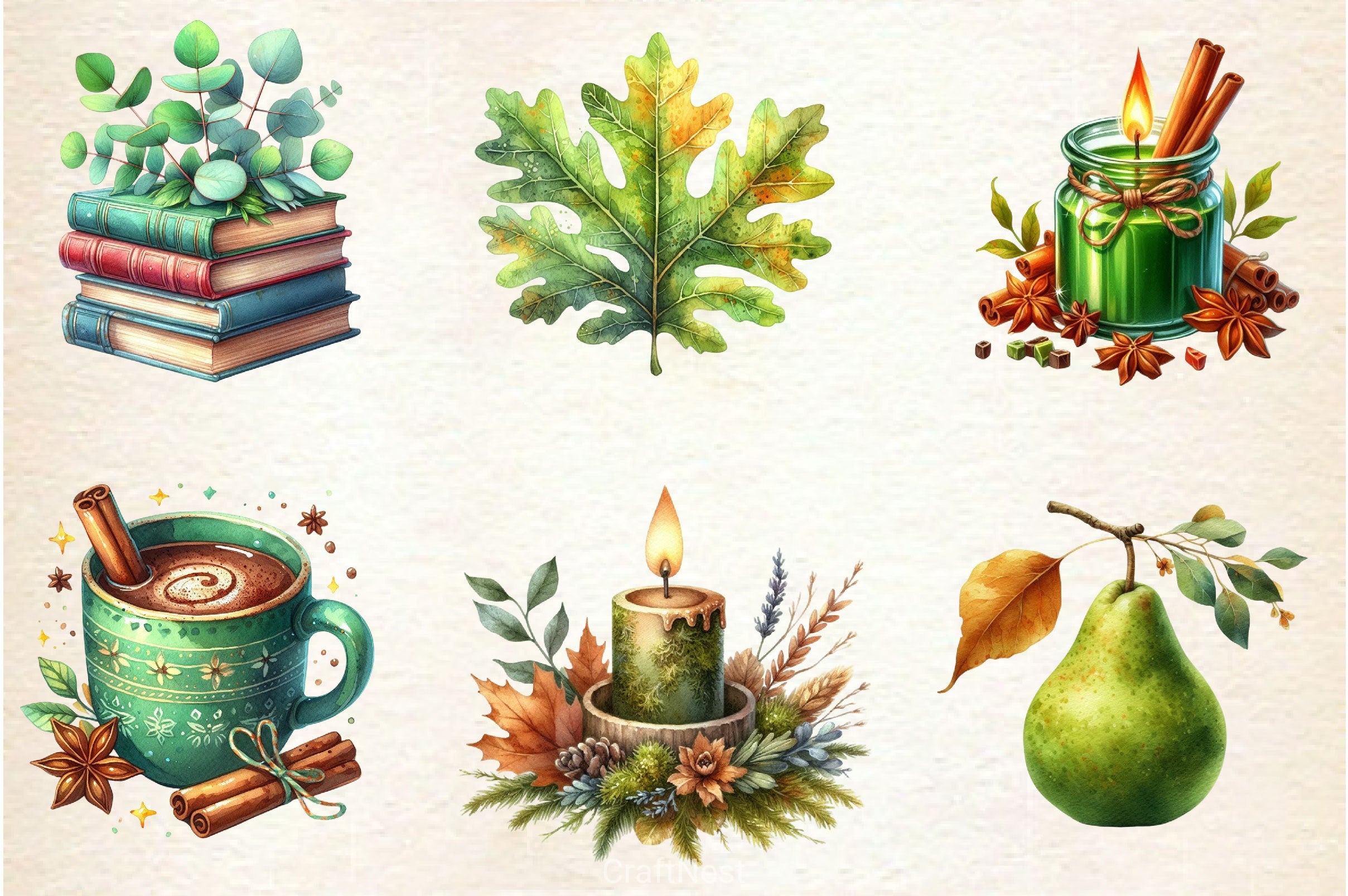Green Autumn Clipart Bundle - CraftNest - Digital Crafting and Art