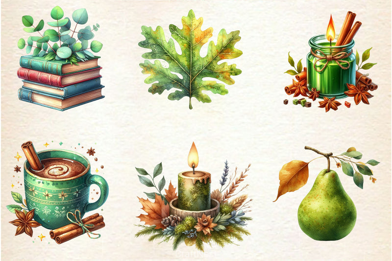 Green Autumn Clipart Bundle - CraftNest - Digital Crafting and Art