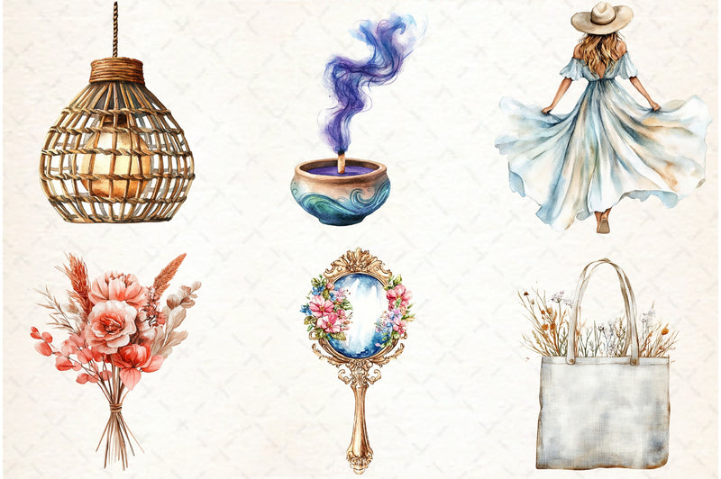 Boho Lifestyle Clipart Bundle - CraftNest - Digital Crafting and Art