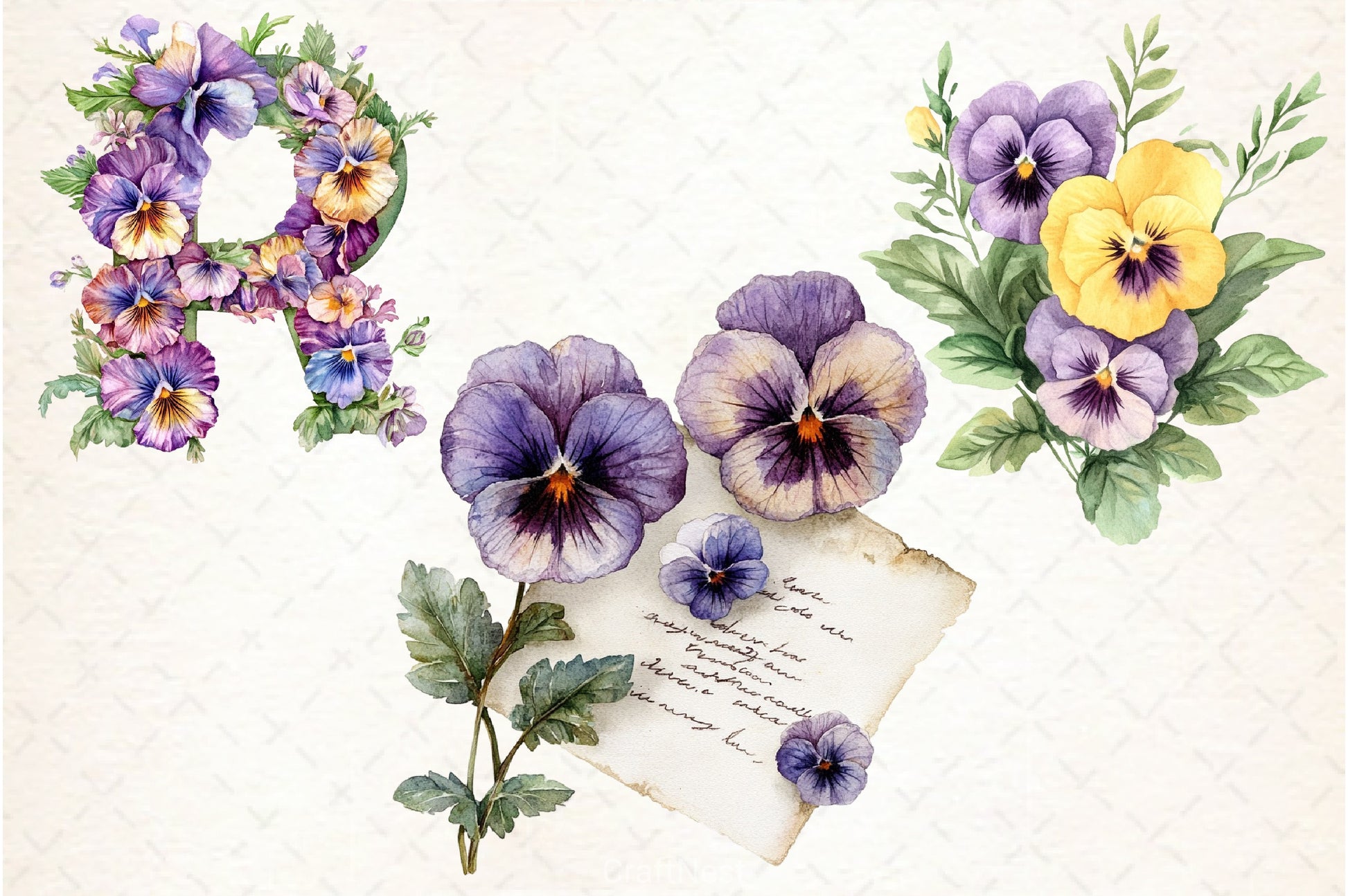 Pansy Flowers Clipart Bundle - CraftNest - Digital Crafting and Art
