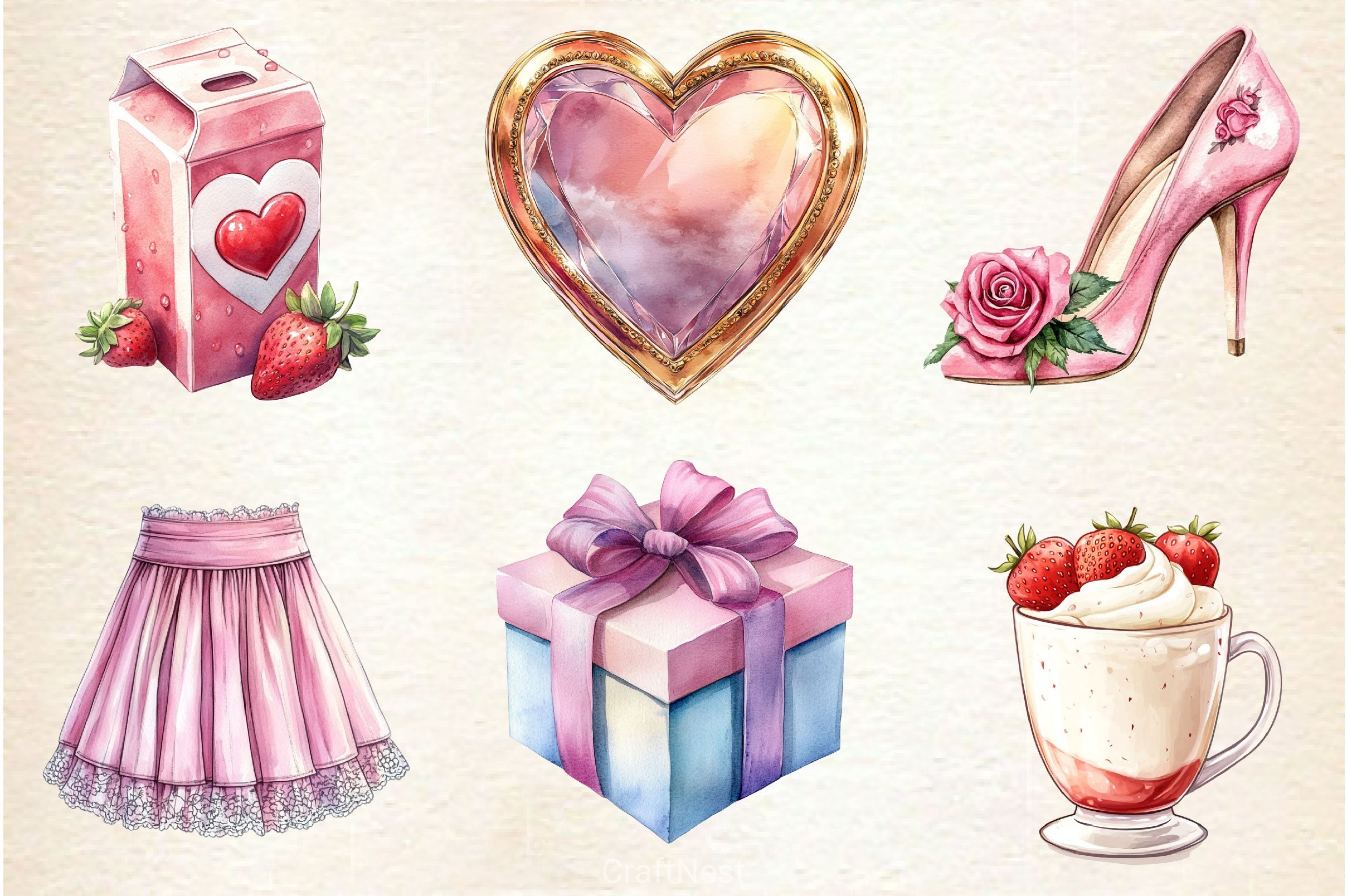 Preppy Coquette Summer Clipart Bundle - CraftNest - Digital Crafting and Art