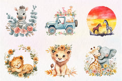 Cute Boho Baby Safari Animals Clipart Bundle - CraftNest - Digital Crafting and Art