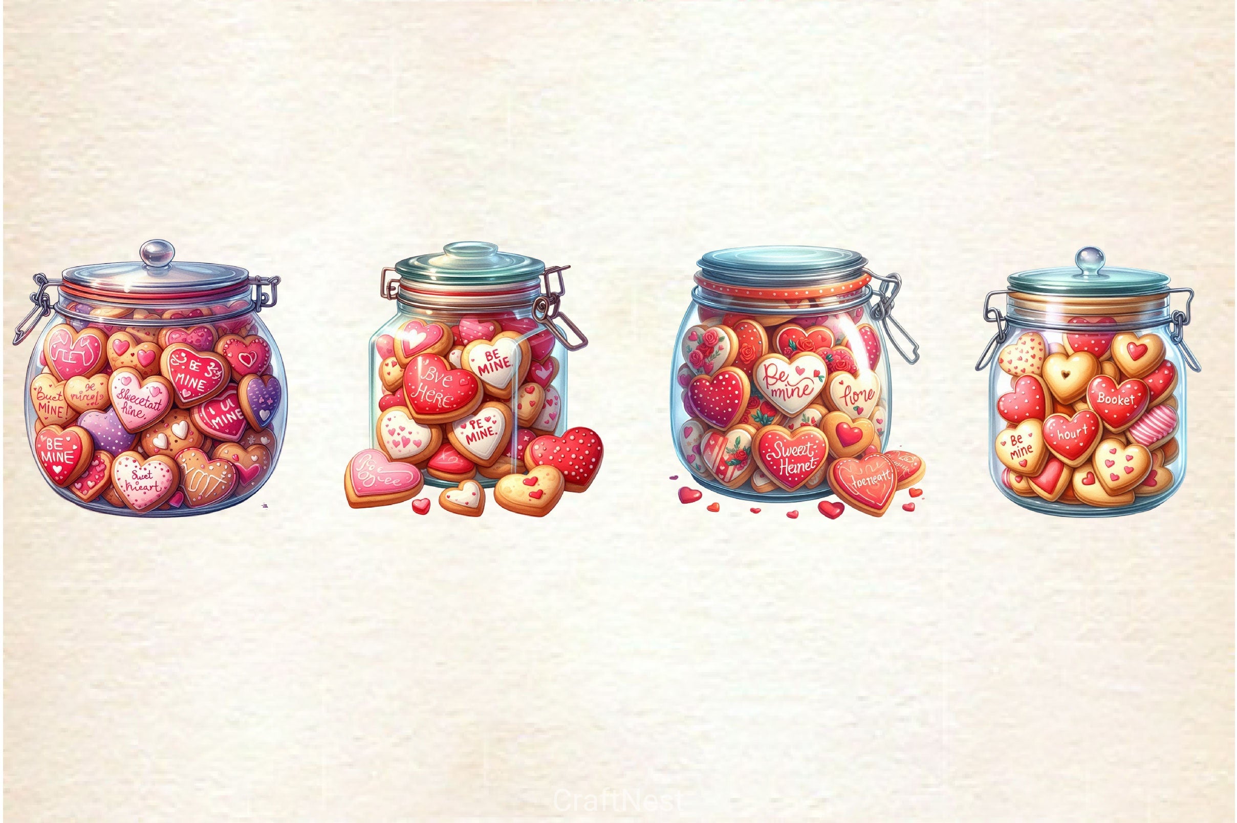 Valentine Romantic Cookie Jar Clipart Bundle - CraftNest - Digital Crafting and Art