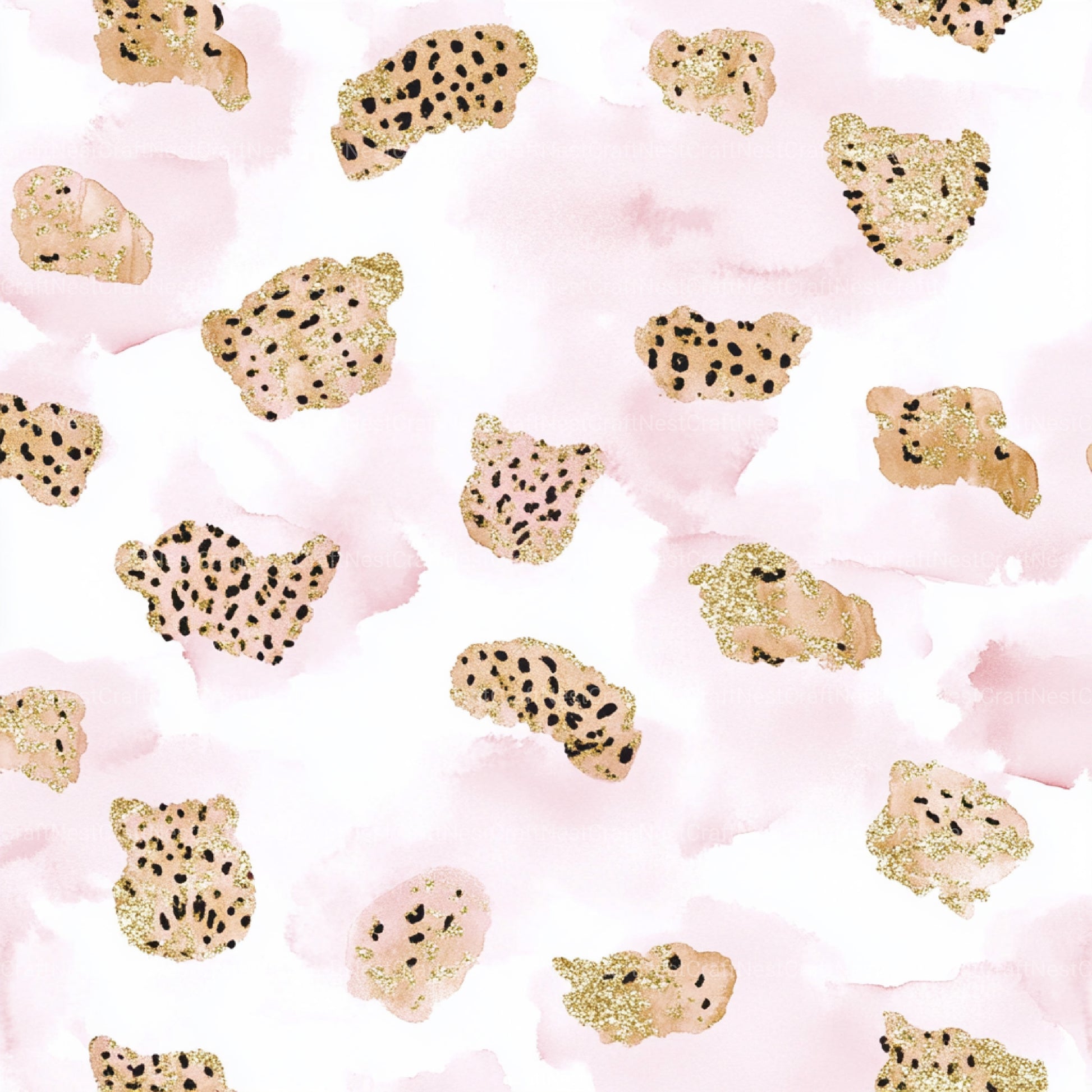 Pink and Gold Leopard Digital Paper 44 - CraftNest - Digital Crafting and Art