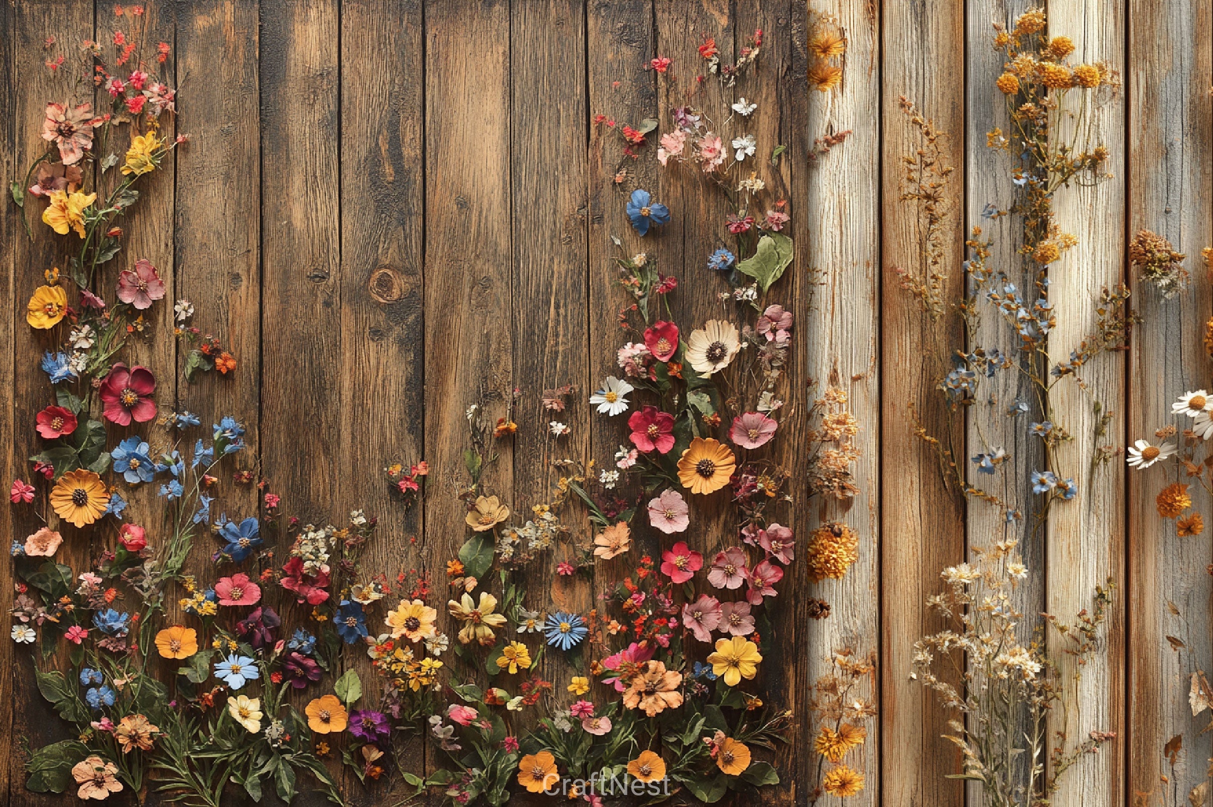 Seamless Rustic Floral Wood Backgrounds - CraftNest - Digital Crafting and Art