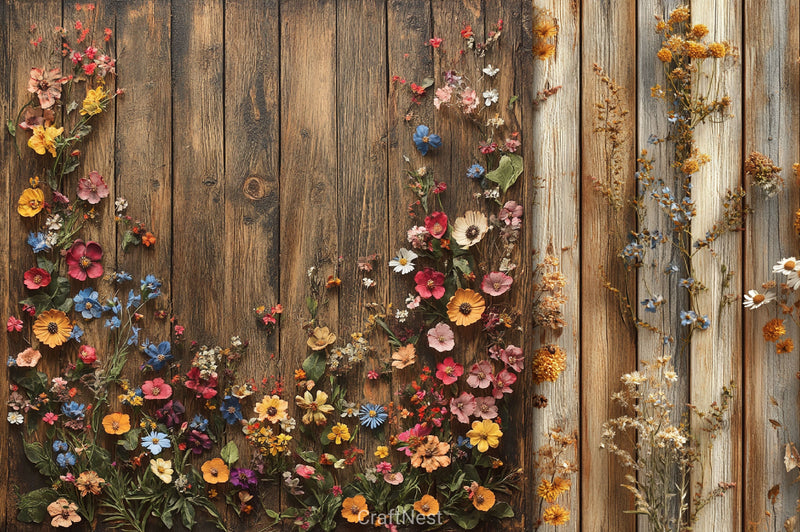 Seamless Rustic Floral Wood Backgrounds - CraftNest - Digital Crafting and Art