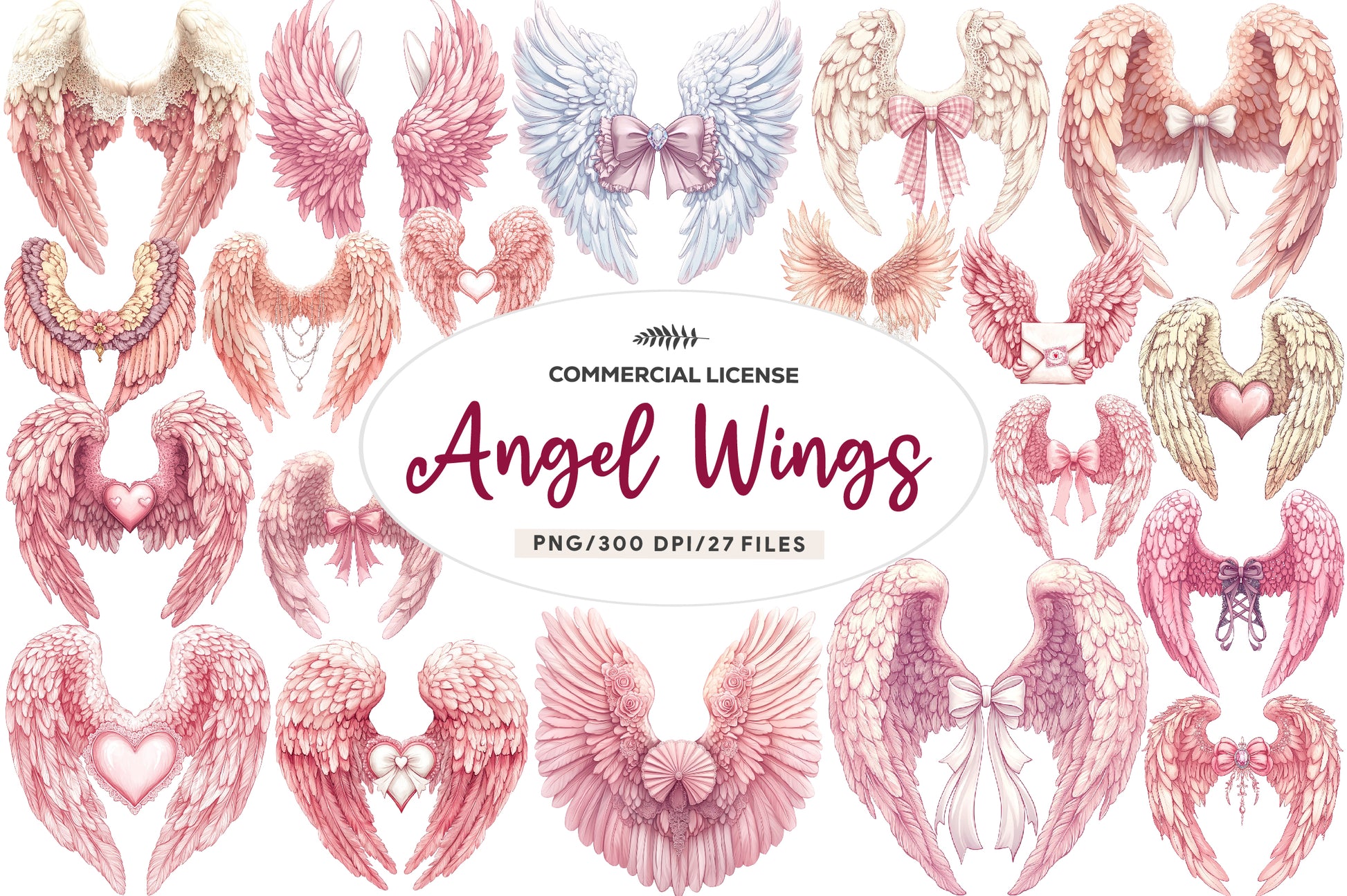 Coquette Angel Wings Clipart Bundle - CraftNest - Digital Crafting and Art