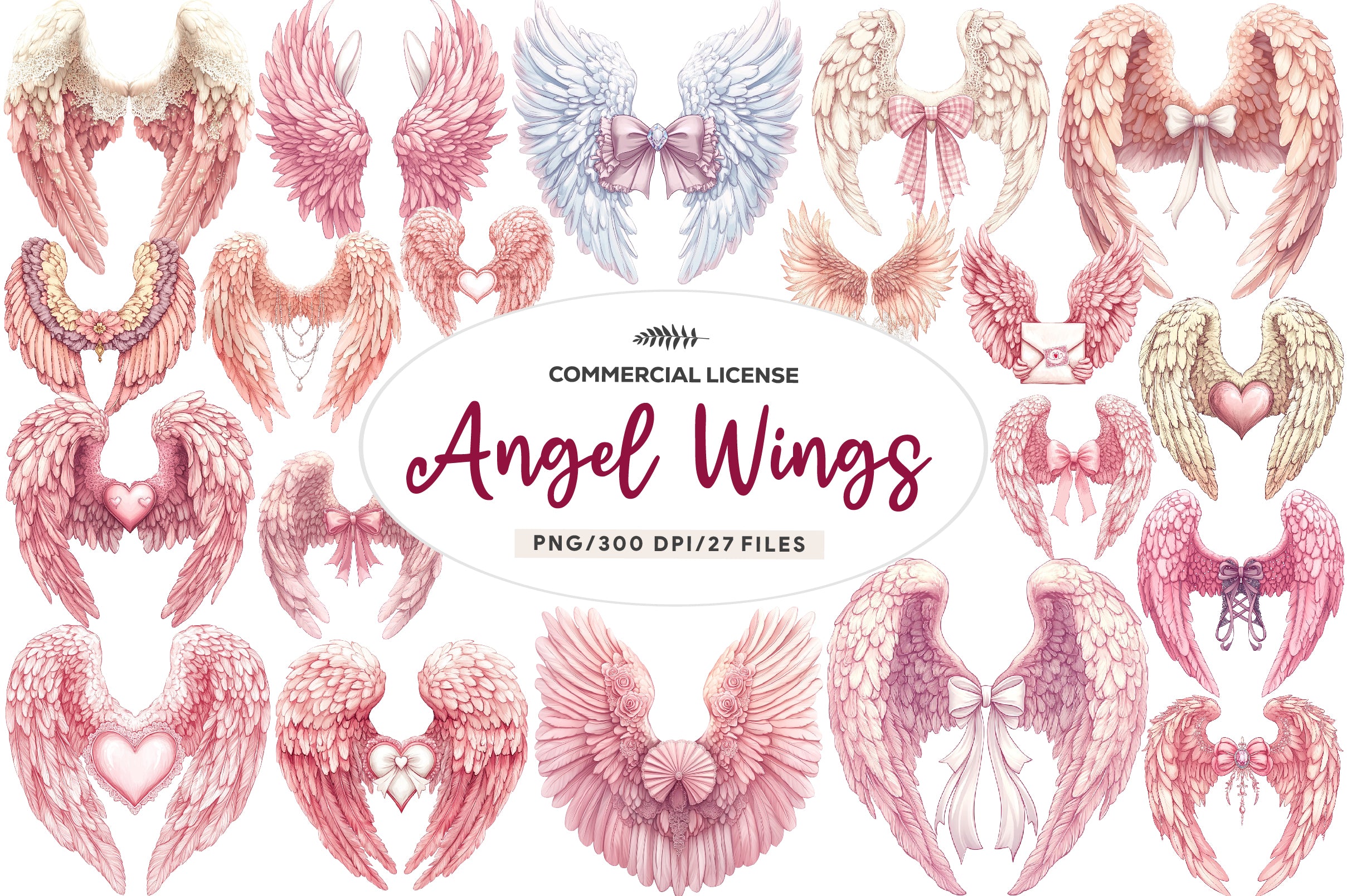 Coquette Angel Wings Clipart Bundle - CraftNest - Digital Crafting and Art