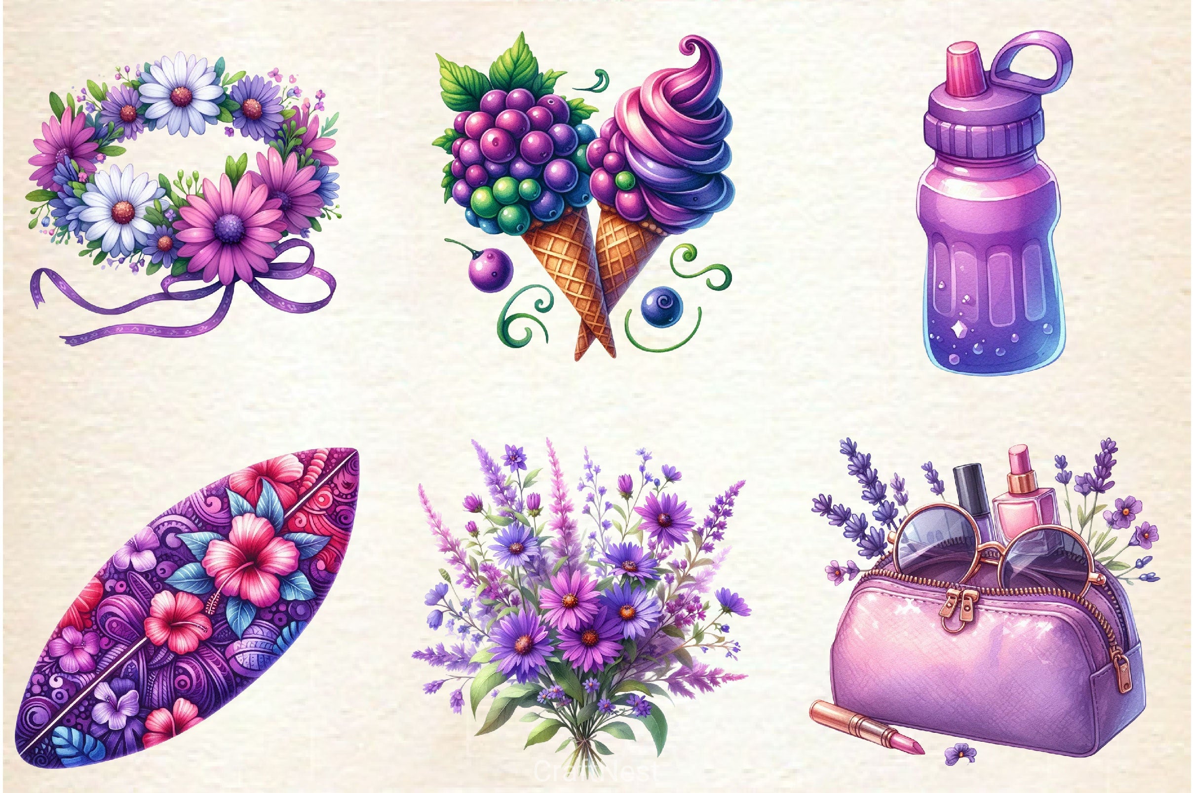 Purple Summer Clipart Bundle 4 - CraftNest - Digital Crafting and Art