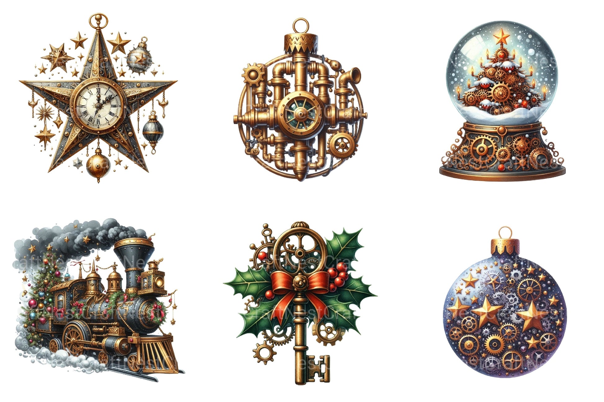 Steampunk Christmas Snowman Clipart Bundle - CraftNest - Digital Crafting and Art