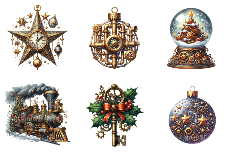 Steampunk Christmas Snowman Clipart Bundle - CraftNest - Digital Crafting and Art