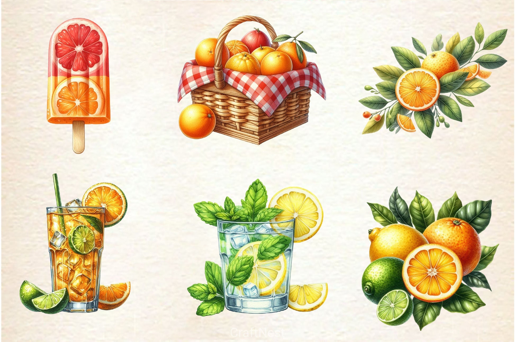 Summer Citrus Clipart Bundle 4 - CraftNest - Digital Crafting and Art