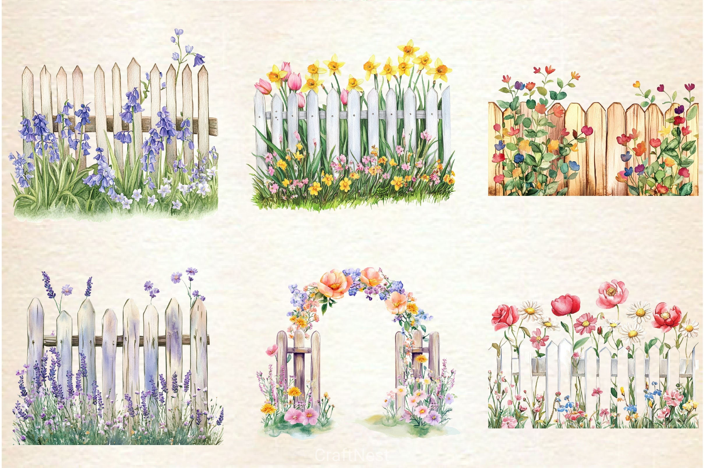 Spring Flower Fence Clipart Bundle 1 - CraftNest - Digital Crafting and Art