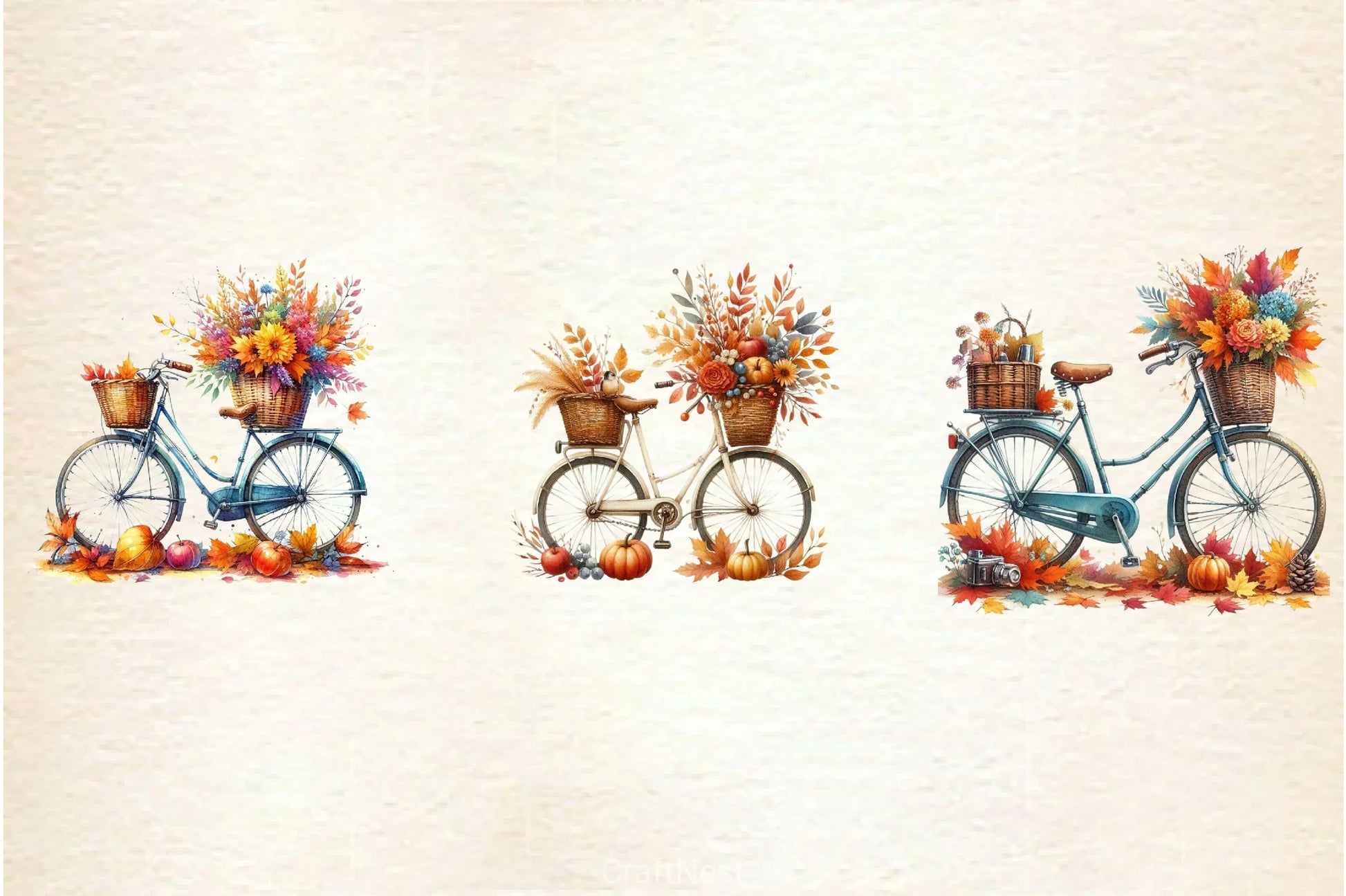 Autumn Vintage Bicycle Clipart Bundle 4 - CraftNest - Digital Crafting and Art