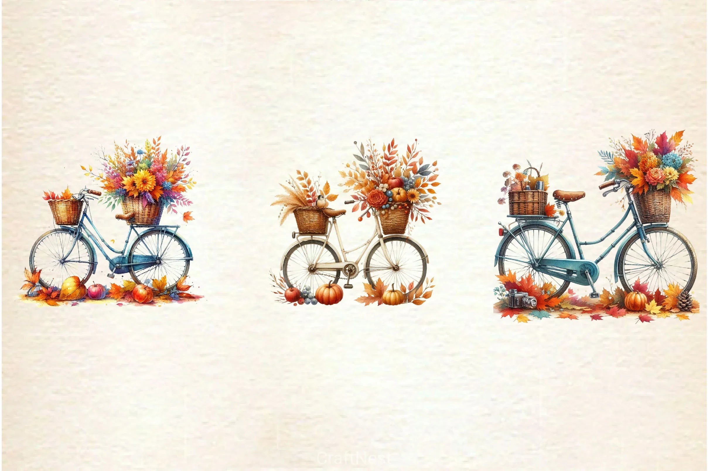 Autumn Vintage Bicycle Clipart Bundle 4 - CraftNest - Digital Crafting and Art