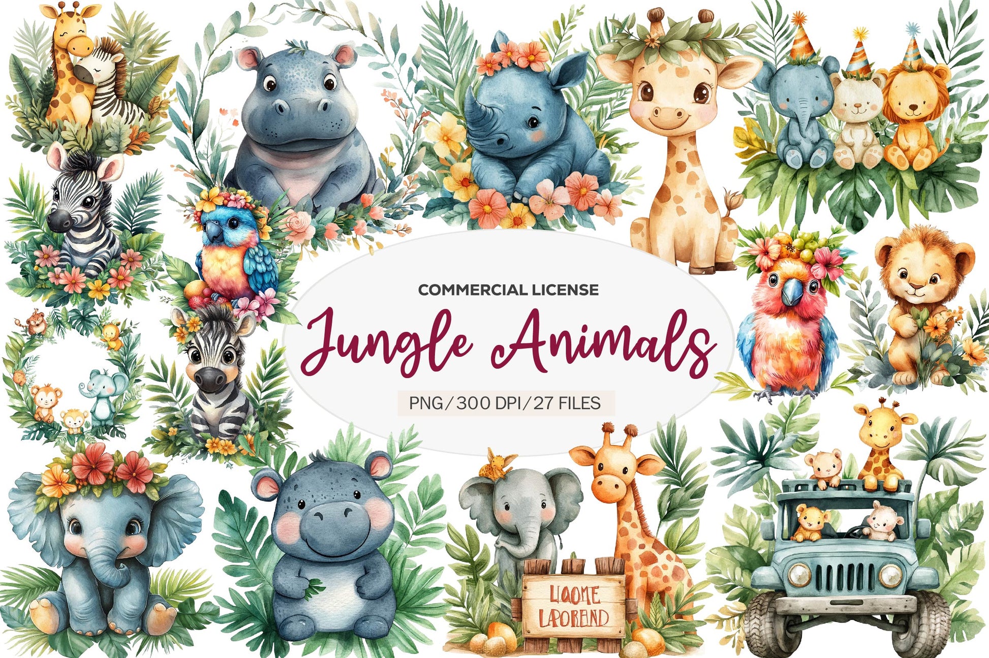 Baby Safari Baby Jungle Animals Clipart Bundle - CraftNest - Digital Crafting and Art