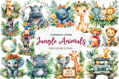 Baby Safari Baby Jungle Animals Clipart Bundle - CraftNest - Digital Crafting and Art