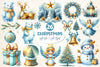 Light Blue Gold Christmas Clipart Bundle 2