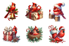 Red Cardinal Christmas Birds Clipart Bundle - CraftNest - Digital Crafting and Art