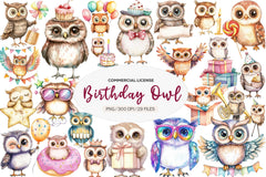 Baby Owl Birthday Owl Party Clipart Bundle - CraftNest - Digital Crafting and Art