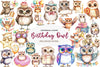 Baby Owl Birthday Owl Party Clipart Bundle