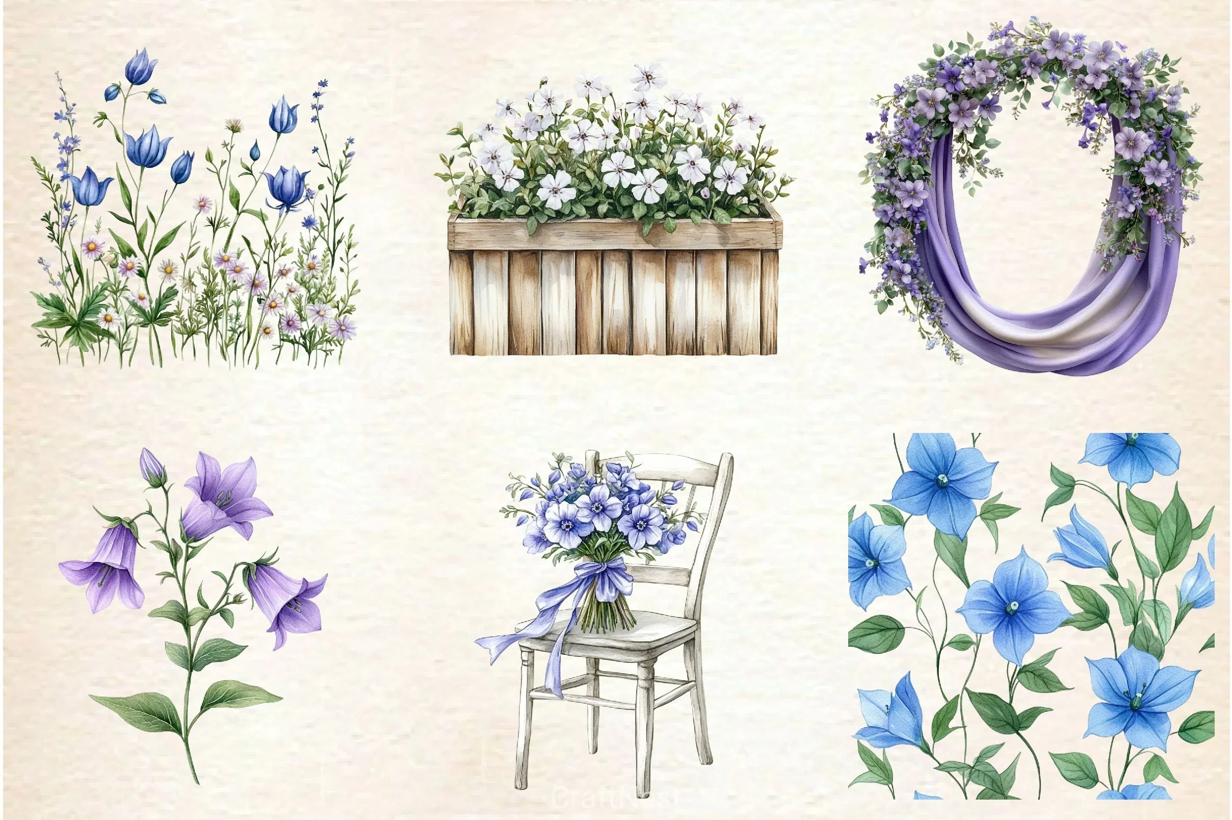 Spring Campanula Flower Clipart Bundle - CraftNest - Digital Crafting and Art