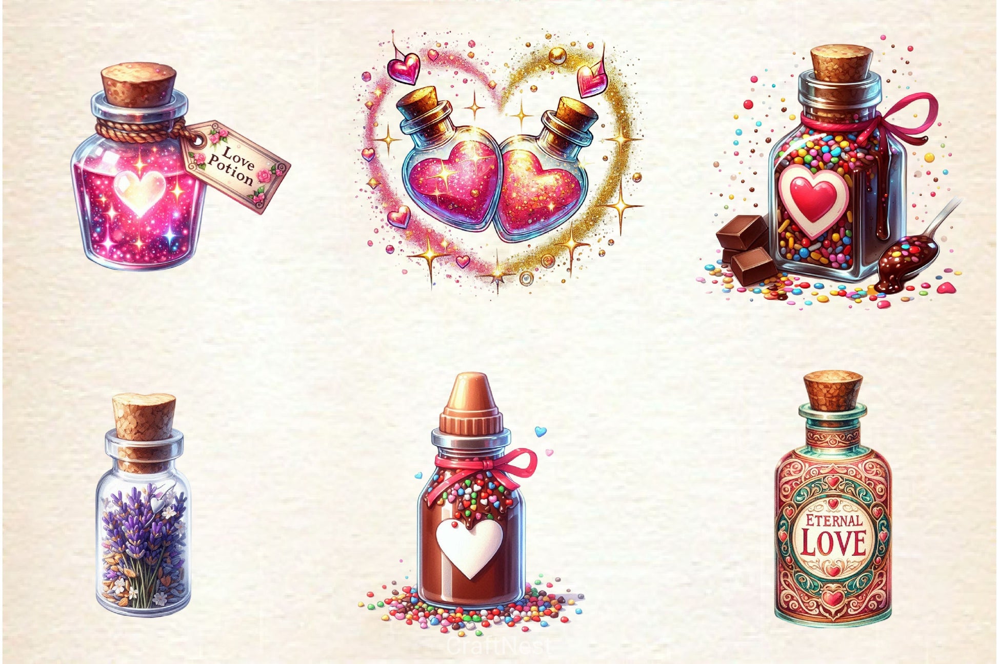 Love Bottle Valentine Clipart Bundle - CraftNest - Digital Crafting and Art