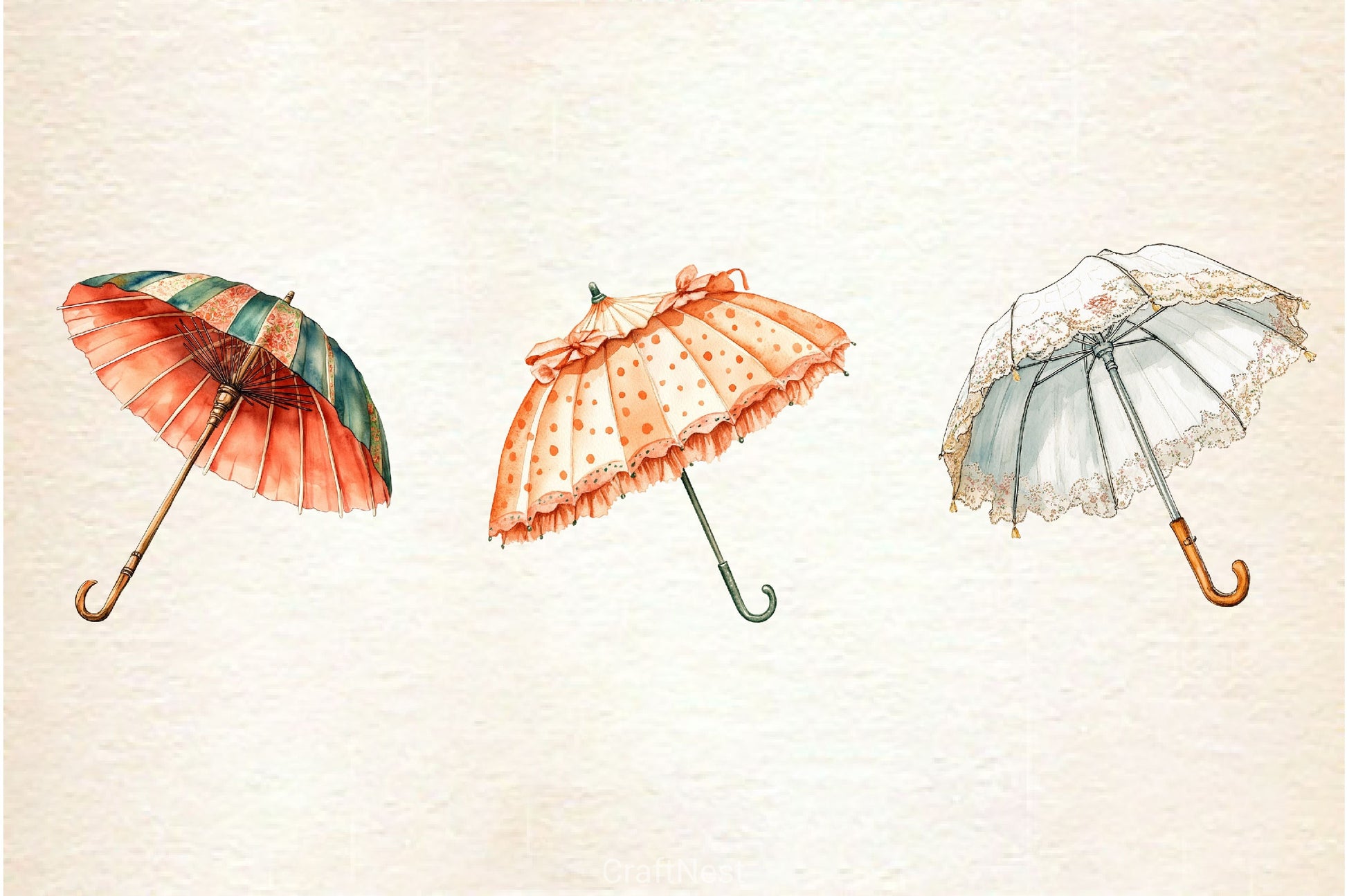 Spring Umbrella Parasol Clipart Bundle - CraftNest - Digital Crafting and Art