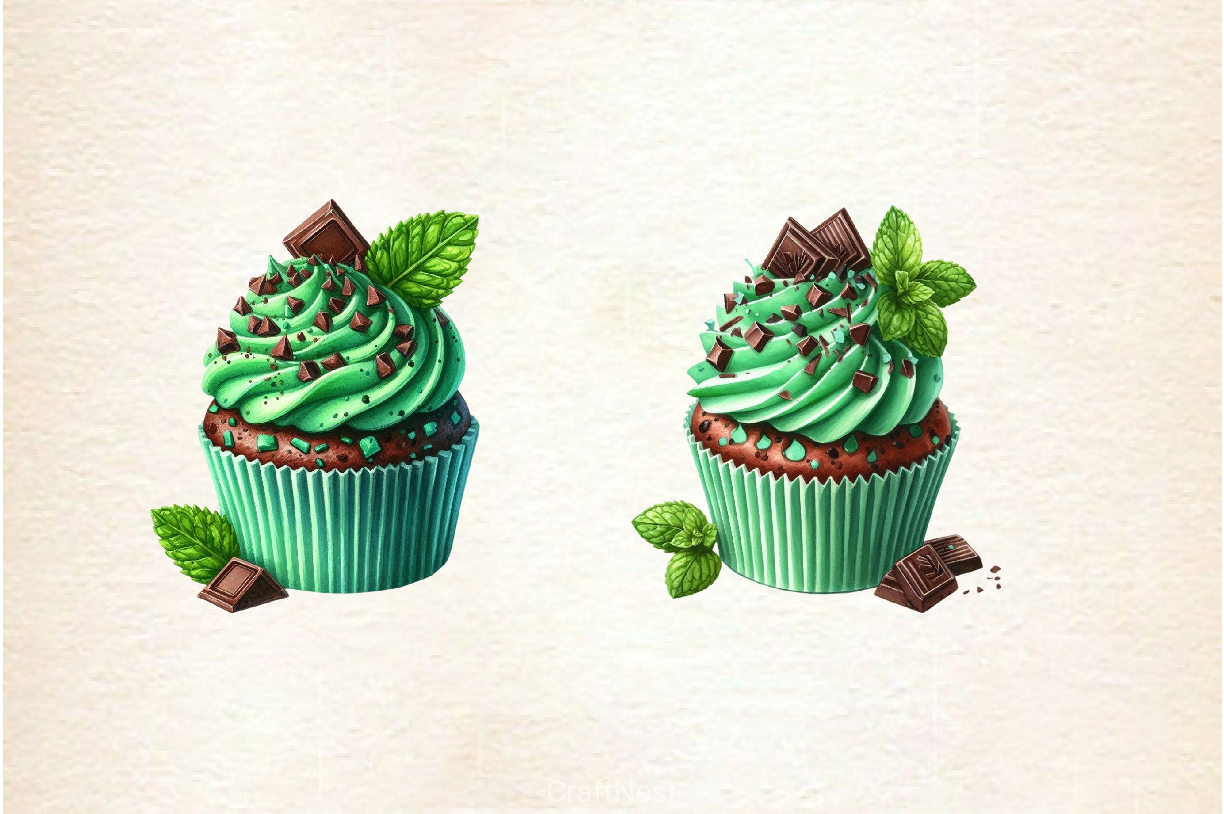 Minty Fresh Cupcake Clipart Bundle - CraftNest - Digital Crafting and Art