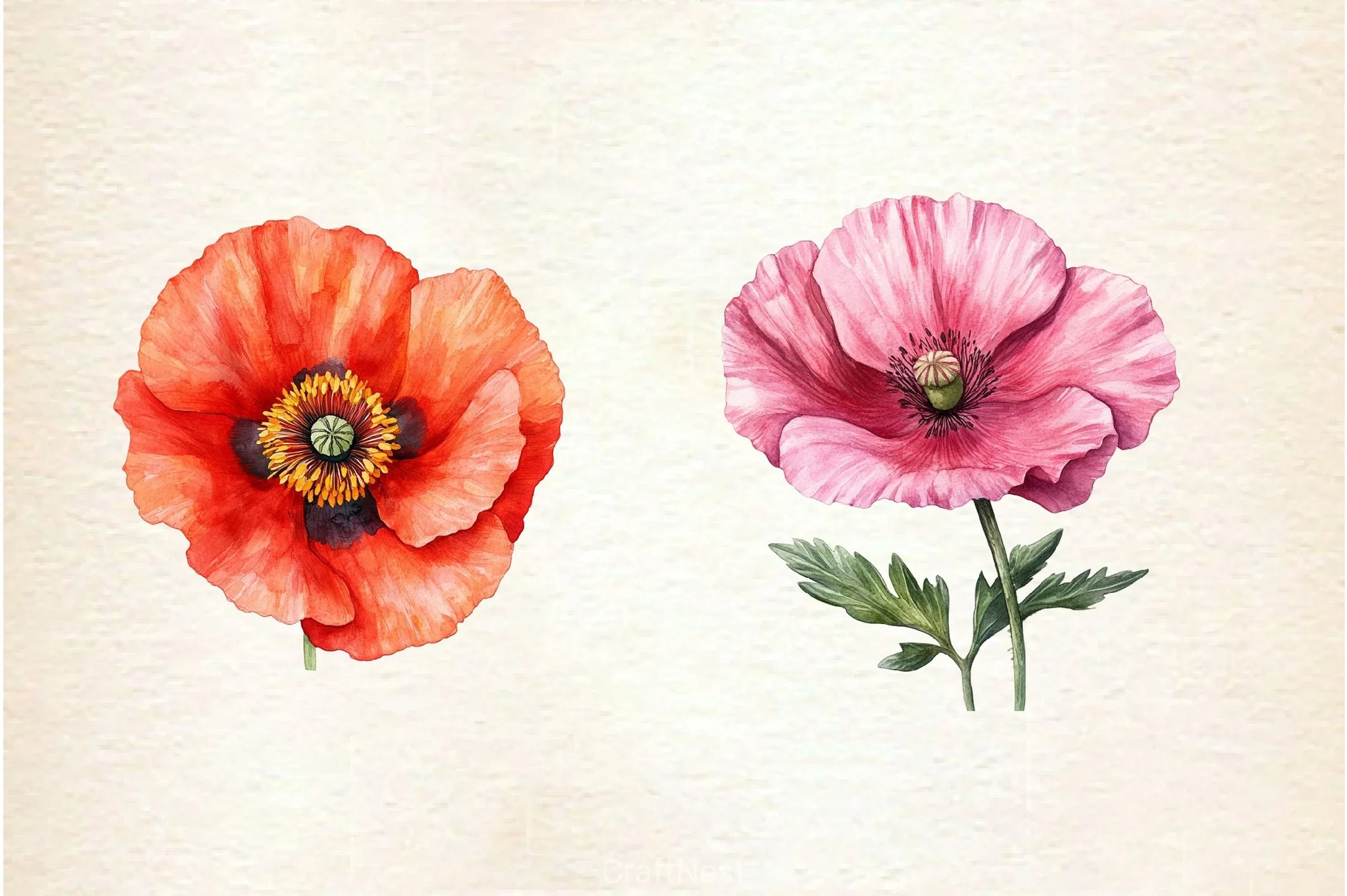 Poppy Flower Clipart Bundle 4 - CraftNest - Digital Crafting and Art