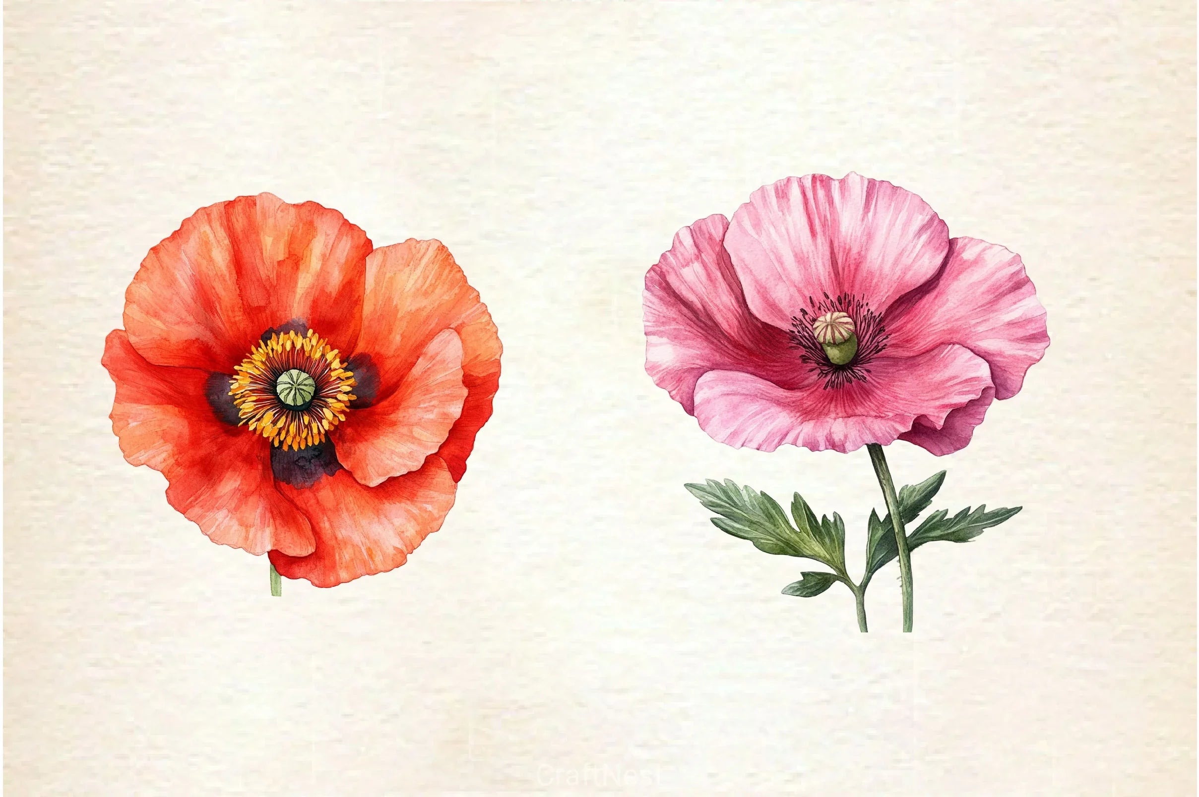 Poppy Flower Clipart Bundle 4 - CraftNest - Digital Crafting and Art