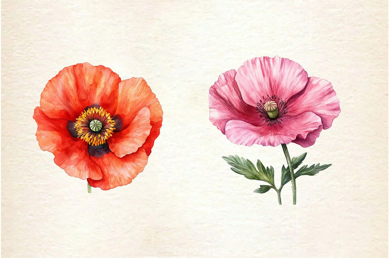 Poppy Flower Clipart Bundle 4 - CraftNest - Digital Crafting and Art