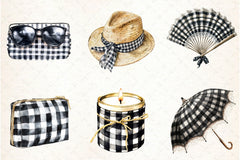Luxury Black Gingham Clipart Bundle - CraftNest - Digital Crafting and Art