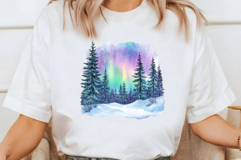 Cozy Winter Northern Lights Clipart Bundle - CraftNest - Digital Crafting and Art