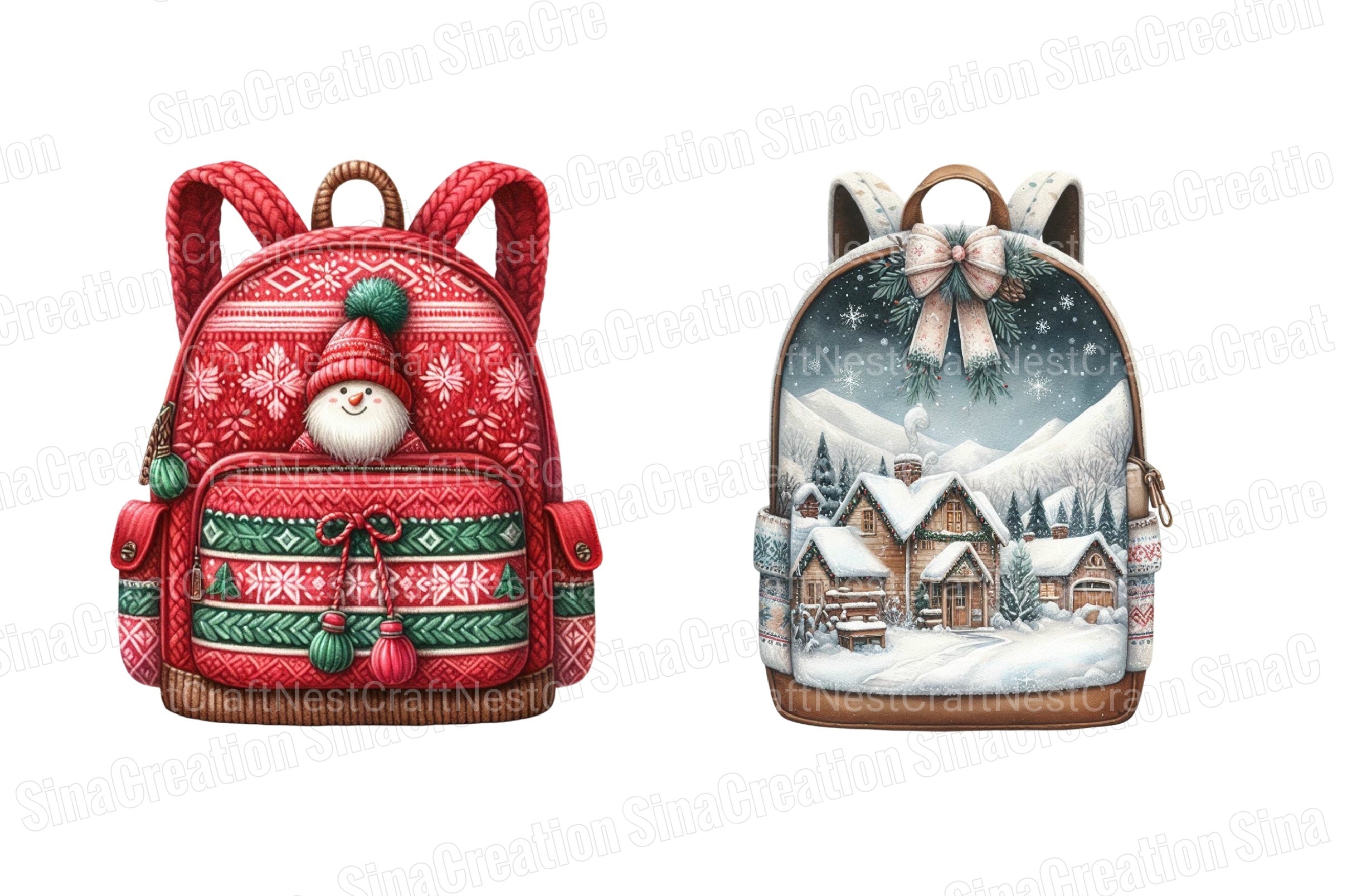 Christmas Backpack Clipart Bundle - CraftNest - Digital Crafting and Art