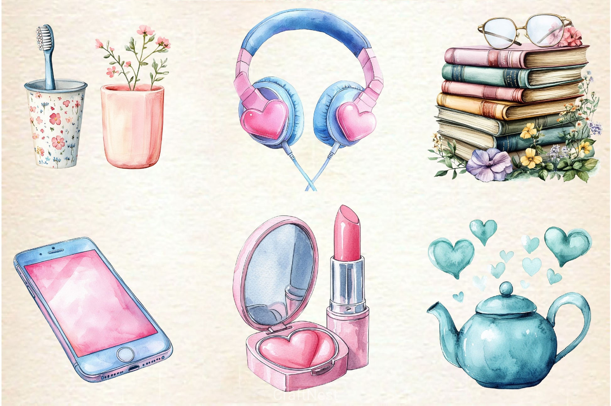 Morning Routine Pastel Clipart Bundle - CraftNest - Digital Crafting and Art