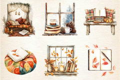 Fall Reading Nook Clipart Bundle 2 - CraftNest - Digital Crafting and Art