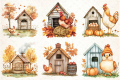 Autumn Chicken Coop Clipart Bundle - CraftNest - Digital Crafting and Art